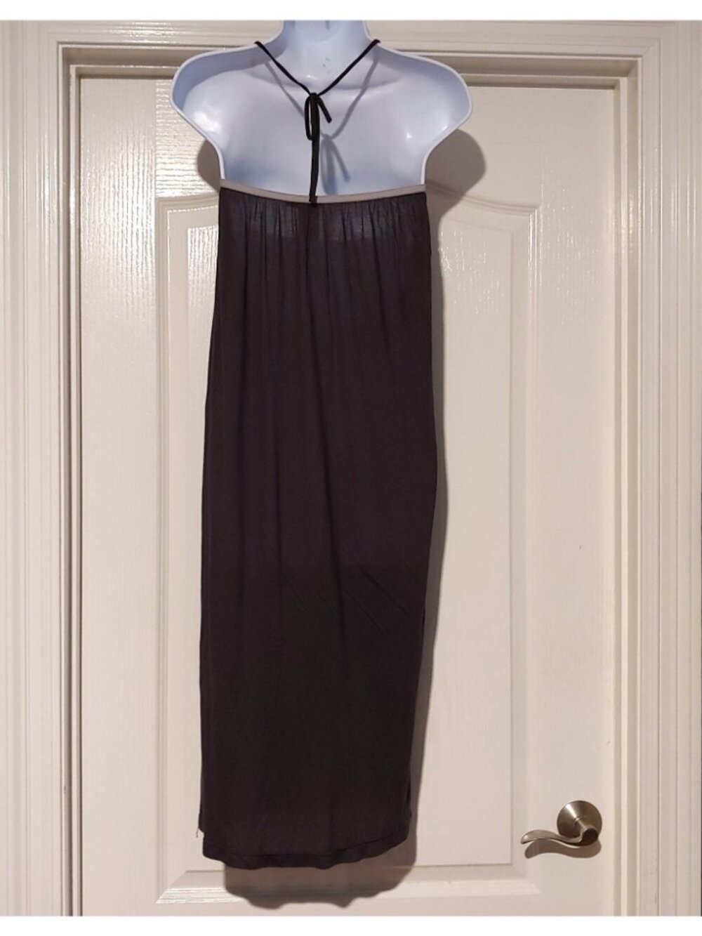Humanoid Semi-Sheer Halter Midi Dress Lightweight Minimalist Layer Resort Chic M - Picture 5 of 8